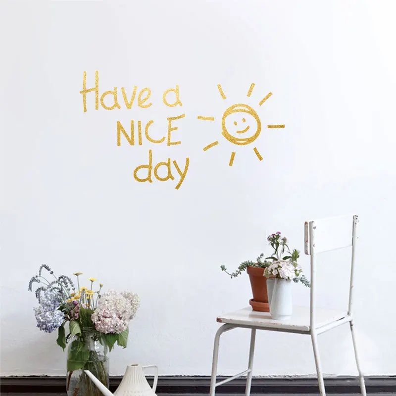 Have a NICE Day Lovely Sun Vinyl Wall Sticker Living Room Bedroom Home Decoration Decals Art English Alphabet Stickers Wallpaper