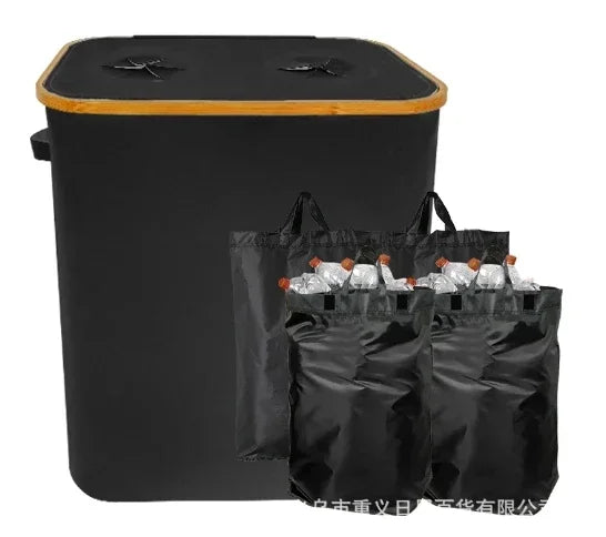 Collapsible Empty Bottle Storage Basket with Lid, Removable Tote Bag, Wastewater Bottle Collection Bin, 2024