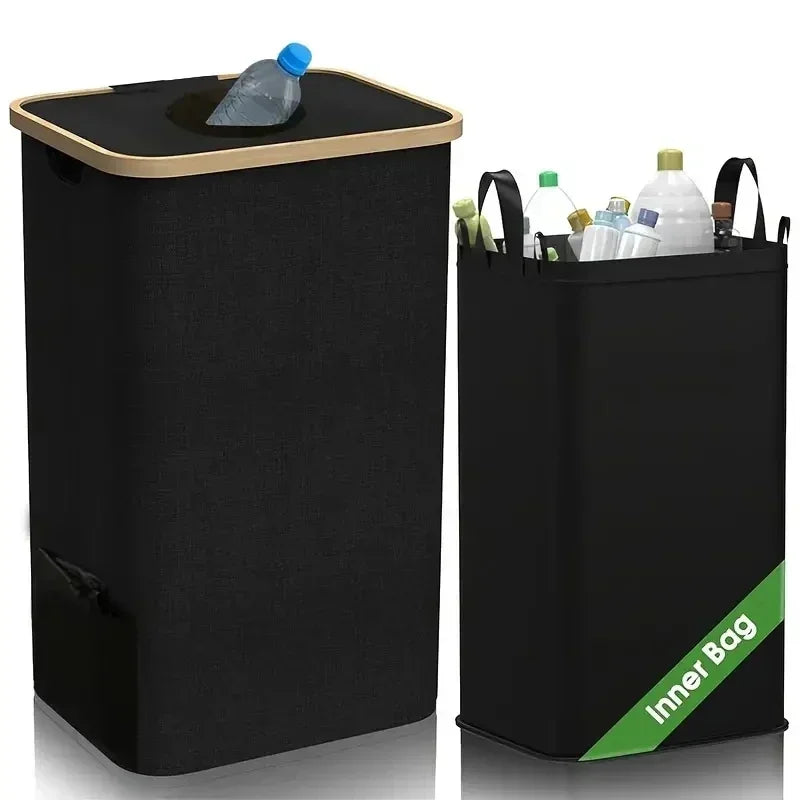 Collapsible Empty Bottle Storage Basket with Lid, Removable Tote Bag, Wastewater Bottle Collection Bin, 2024