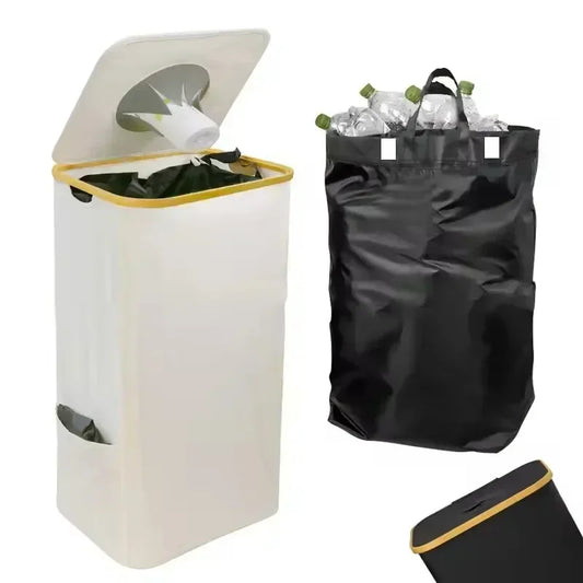 Collapsible Empty Bottle Storage Basket with Lid, Removable Tote Bag, Wastewater Bottle Collection Bin, 2024